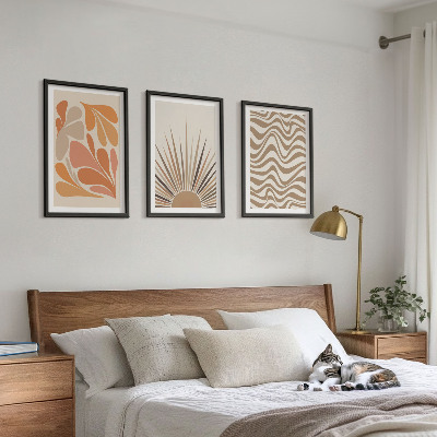 Lot de 3 tableaux pour salon Formes pastel bohèmes ensoleillées