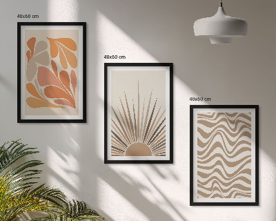 Lot de 3 tableaux pour salon Formes pastel bohèmes ensoleillées