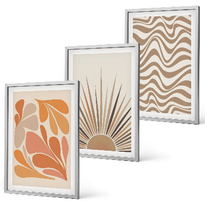 Lot de 3 tableaux pour salon Formes pastel bohèmes ensoleillées
