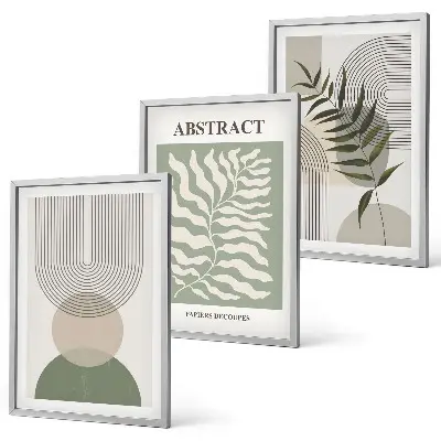 Lot de 3 tableaux pour salon avec motifs d'abstractions botaniques bohèmes