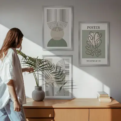 Cadre photo mural avec motifs botaniques géométriques