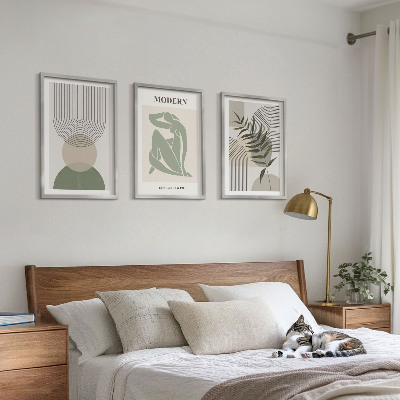 Lot de 3 tableaux pour salon Graphismes végétaux stylés