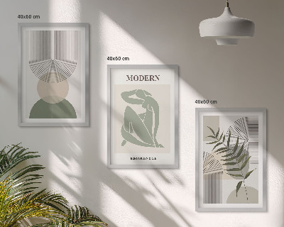 Lot de 3 tableaux pour salon Graphismes végétaux stylés