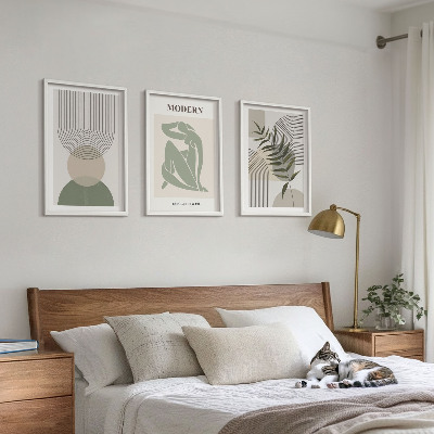 Lot de 3 tableaux pour salon Graphismes végétaux stylés