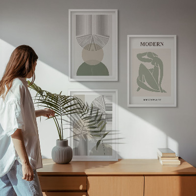 Lot de 3 tableaux pour salon Graphismes végétaux stylés