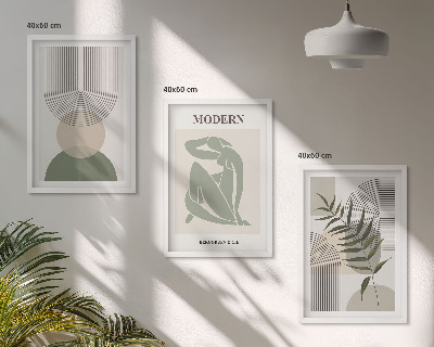Lot de 3 tableaux pour salon Graphismes végétaux stylés