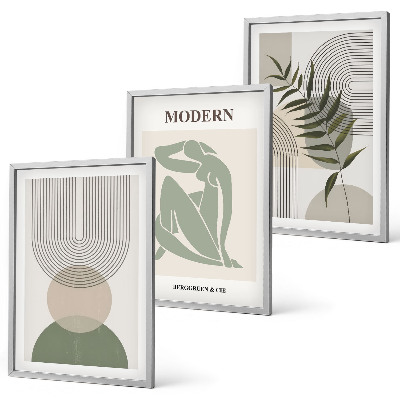 Lot de 3 tableaux pour salon Graphismes végétaux stylés
