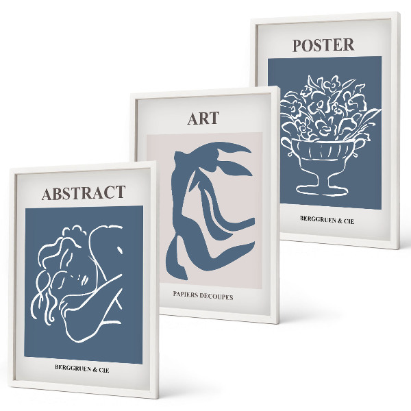 Lot de 3 tableaux pour salon Les motifs abstraits élégants de Matisse