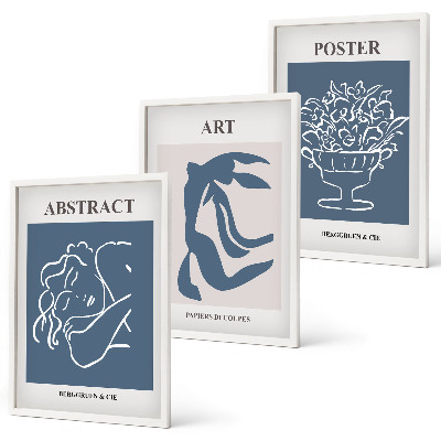 Lot de 3 tableaux pour salon Les motifs abstraits élégants de Matisse