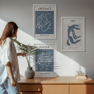 Lot de 3 tableaux pour salon Les motifs abstraits élégants de Matisse