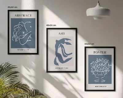 Lot de 3 tableaux pour salon avec motifs abstraits élégants inspirés de Matisse