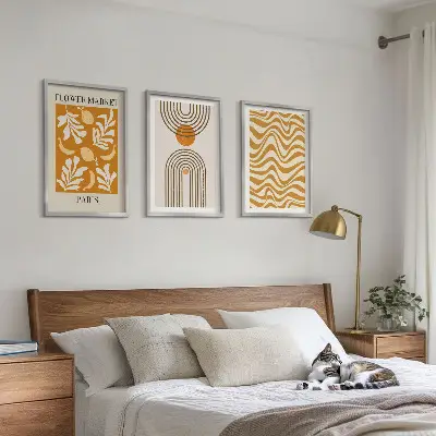 Cadre photo mural avec affiches à motifs végétaux géométriques