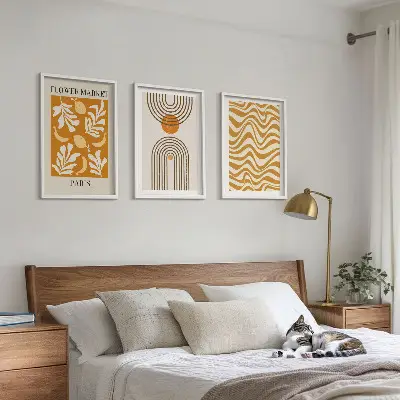 Cadre photo mural avec affiches à motifs végétaux géométriques