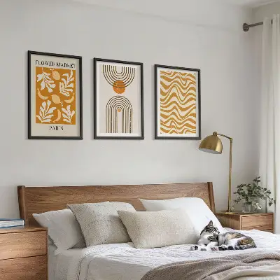Cadre photo mural avec affiches à motifs végétaux géométriques