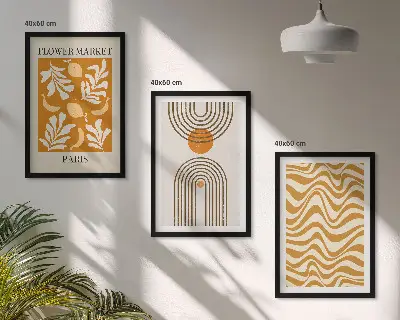 Cadre photo mural avec affiches à motifs végétaux géométriques