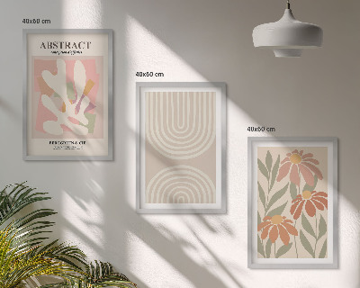 Lot de 3 tableaux pour salon Formes végétales abstraites