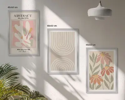 Lot de 3 tableaux pour salon motifs de formes végétales abstraites