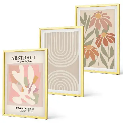 Lot de 3 tableaux pour salon motifs de formes végétales abstraites