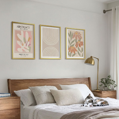 Lot de 3 tableaux pour salon Formes végétales abstraites