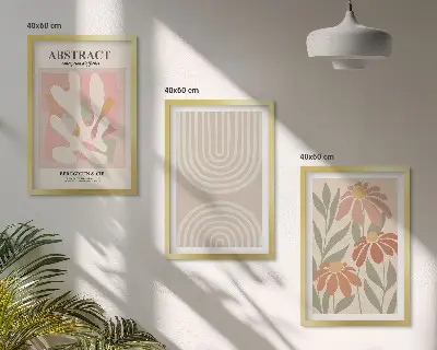 Lot de 3 tableaux pour salon motifs de formes végétales abstraites