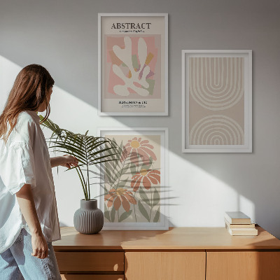 Lot de 3 tableaux pour salon Formes végétales abstraites