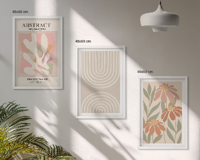 Lot de 3 tableaux pour salon Formes végétales abstraites