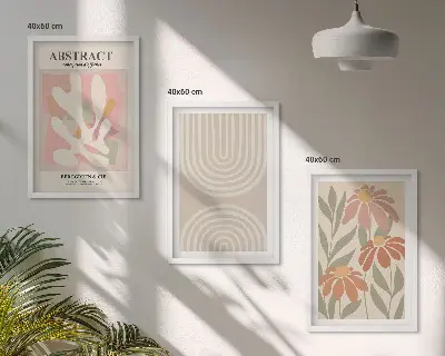 Lot de 3 tableaux pour salon motifs de formes végétales abstraites