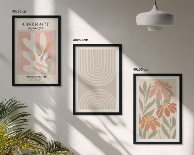 Lot de 3 tableaux pour salon Formes végétales abstraites