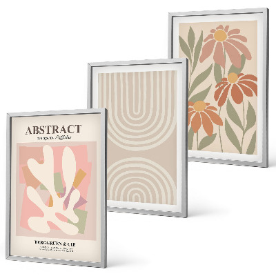 Lot de 3 tableaux pour salon Formes végétales abstraites