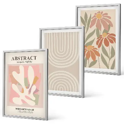 Lot de 3 tableaux pour salon motifs de formes végétales abstraites