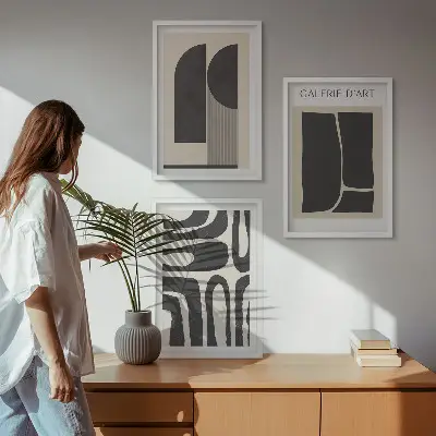 Cadre photo mural avec affiches minimalistes abstraites