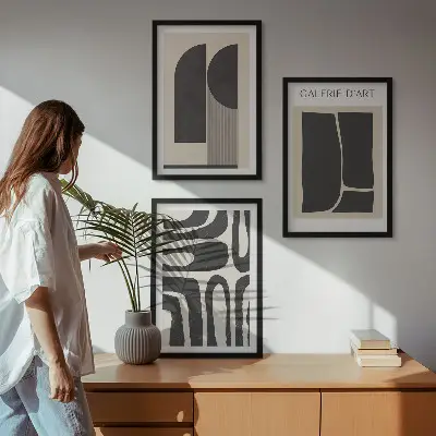 Cadre photo mural avec affiches minimalistes abstraites