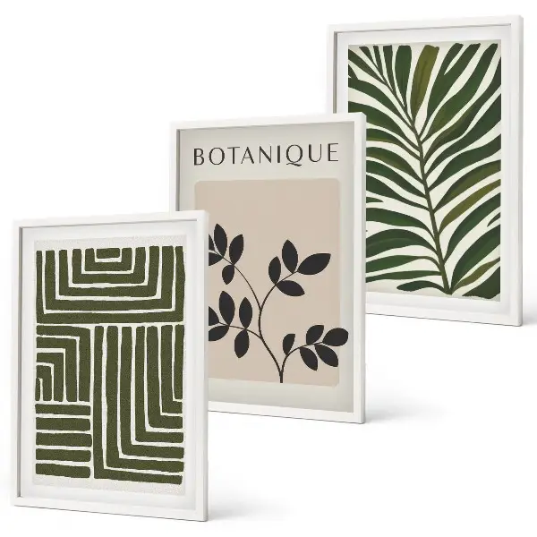 Lot de 3 tableaux pour salon au style minimalisme bohème botanique