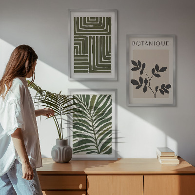 Lot de 3 tableaux pour salon Minimalisme bohème botanique