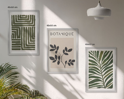 Lot de 3 tableaux pour salon Minimalisme bohème botanique
