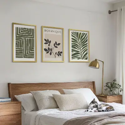Lot de 3 tableaux pour salon au style minimalisme bohème botanique