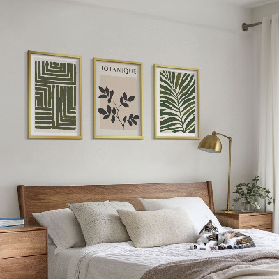 Lot de 3 tableaux pour salon Minimalisme bohème botanique