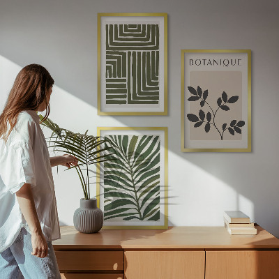 Lot de 3 tableaux pour salon Minimalisme bohème botanique