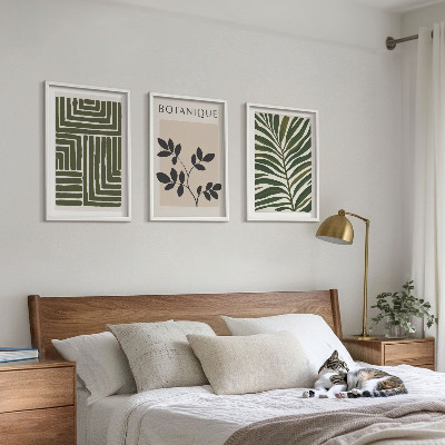 Lot de 3 tableaux pour salon Minimalisme bohème botanique