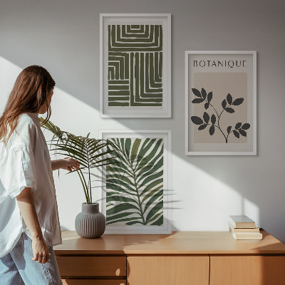 Lot de 3 tableaux pour salon Minimalisme bohème botanique