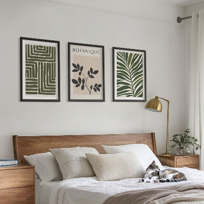 Lot de 3 tableaux pour salon Minimalisme bohème botanique