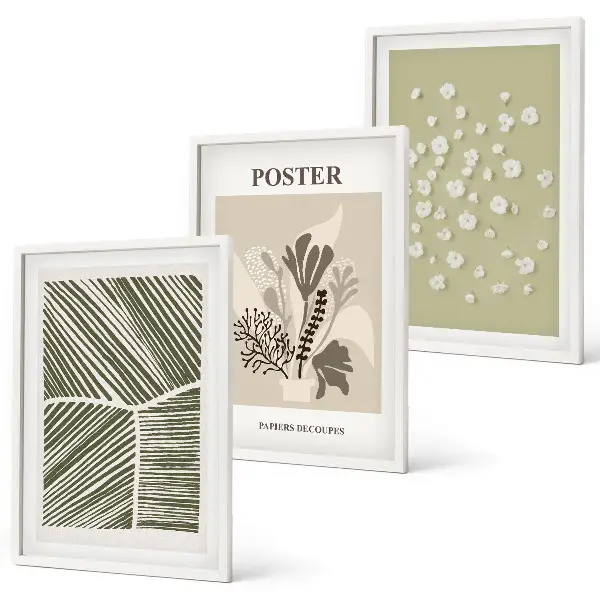Cadre photo mural avec motifs végétaux discrets