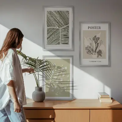 Cadre photo mural avec motifs végétaux discrets