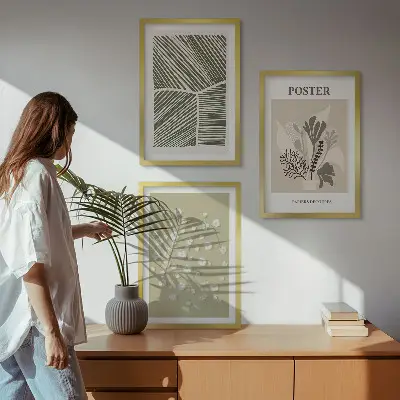 Cadre photo mural avec motifs végétaux discrets