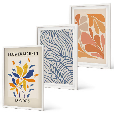Lot de 3 tableaux pour salon Fleurs abstraites modernes