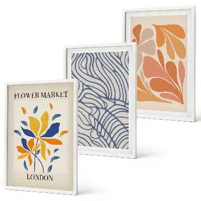 Fleurs abstraites modernes lot de 3 tableaux pour salon
