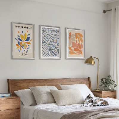 Lot de 3 tableaux pour salon Fleurs abstraites modernes