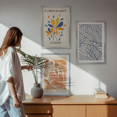 Lot de 3 tableaux pour salon Fleurs abstraites modernes