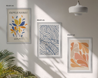 Lot de 3 tableaux pour salon Fleurs abstraites modernes