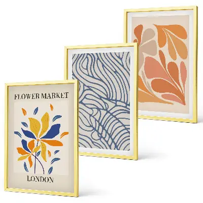 Fleurs abstraites modernes lot de 3 tableaux pour salon